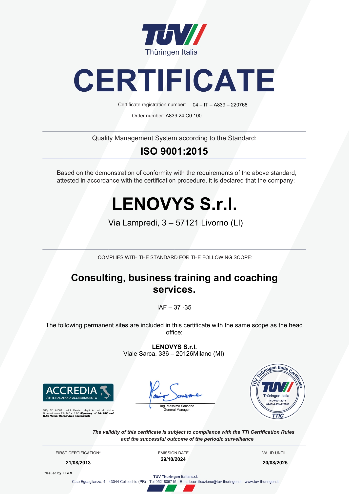 certificato TUV
